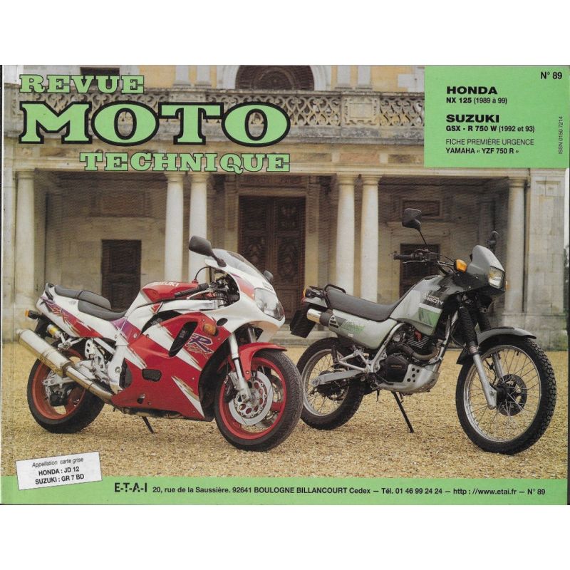 Service Moto Pieces|RTM - N° 089 - NX125 - GSX-R 750 - Revue Technique moto - Version PAPIER|Honda|39,00 €