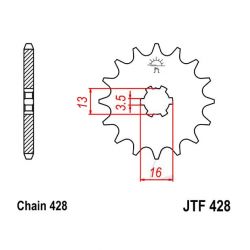 Service Moto Pieces|Transmission - Pignon sortie boite - 16 dents - JTF 259 - Chaine 428|Chaine 428|9,10 €