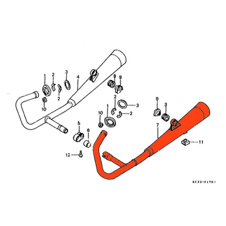 Echappement - Gauche - CM125 C - (JC05)