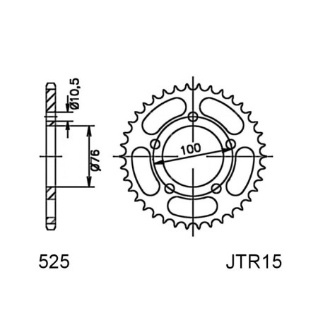 Transmission - Couronne - 525 - JTR-15 - 44 dents