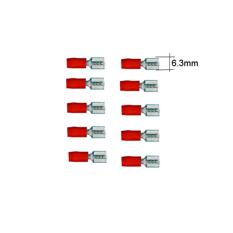 Connecteur - Femelle - Larg 6.3 - Cable : 0.50 -1.0 mm - (x10)