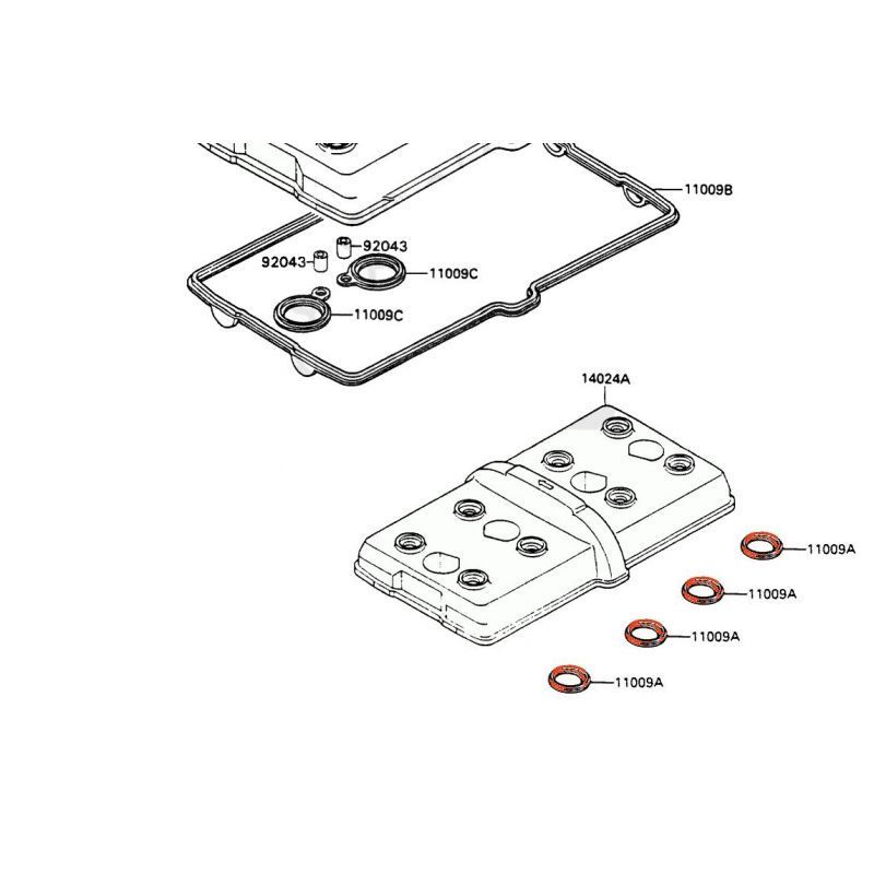 Service Moto Pieces|Moteur - Joint de bougie - (x4) - 11009-1610 - ZXR750|Couvercle culasse - cache culbuteur|14,86 €