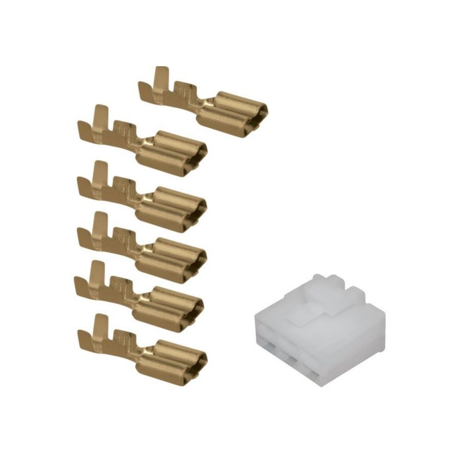 Connecteur - 6 broches Femelles + cosse - (250 Series) - 6.3mm 