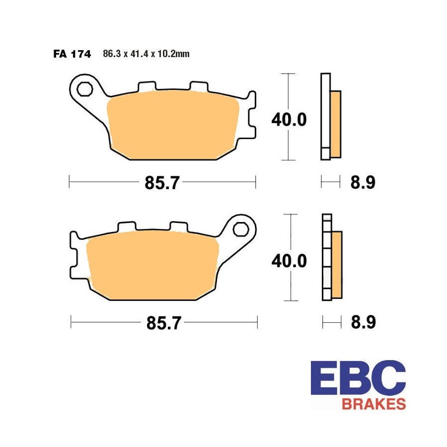 Frein - Jeu de Plaquettes - EBC - Semi Fritte - FA-174V