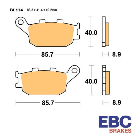 Frein - Jeu de Plaquettes - EBC - Semi Fritte - FA-174V