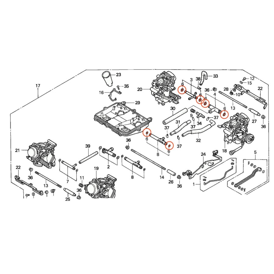 Carburateur - joint de liaison (tube) - VT750