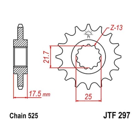 Service Moto Pieces|Transmission - Pignon - 525 - JTF-297 - 15 dents|Chaine 525|19,90 €