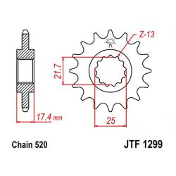 Service Moto Pieces|Transmission - Pignon - JTF 1299 - 520 - 14 dents|Chaine 520|19,90 €