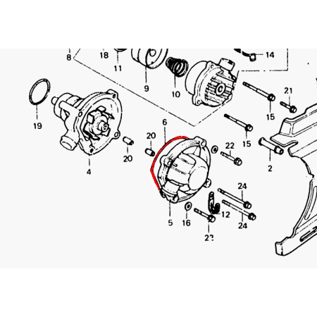 Joint de pompe eau - VF750C - VF750S (RC07) - VF1100 C - VF1100S