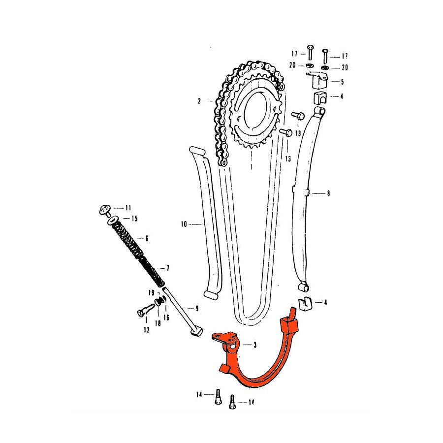 Distribution - maintien inf. de tendeur de chaine - CB350 - CB400 Four