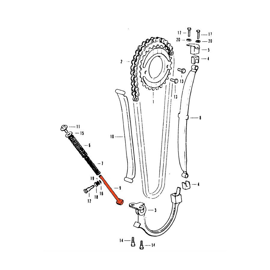 Distribution - Poussoir de tendeur de chaine - CB350F - CB400 Four