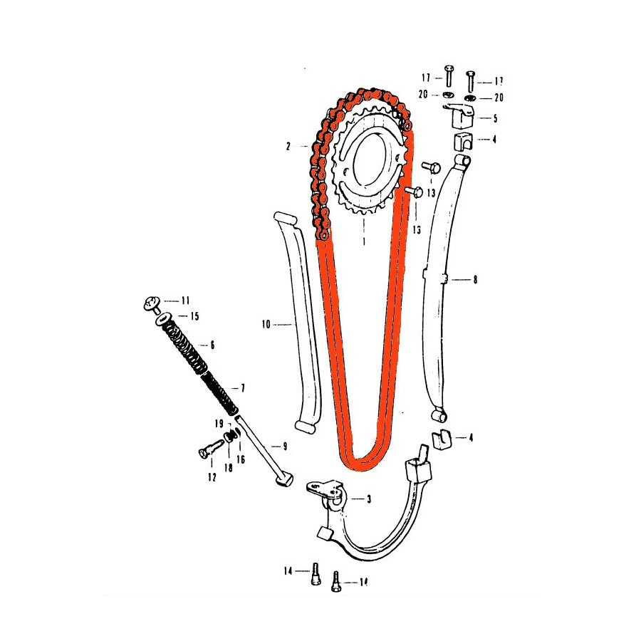 Distribution - Chaine - 219T - 82 maillons - Fermée - CB350F - CB400F - 14401-333-003