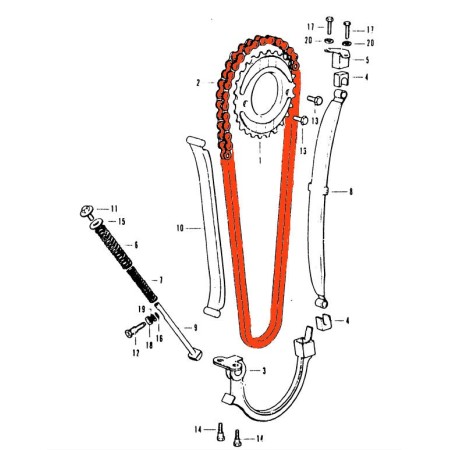 Service Moto Pieces|Distribution - Chaine - 219T - 82 maillons - Fermée - CB350F - CB400F - 14401-333-003|1972 - CB 350 F|33,60 €