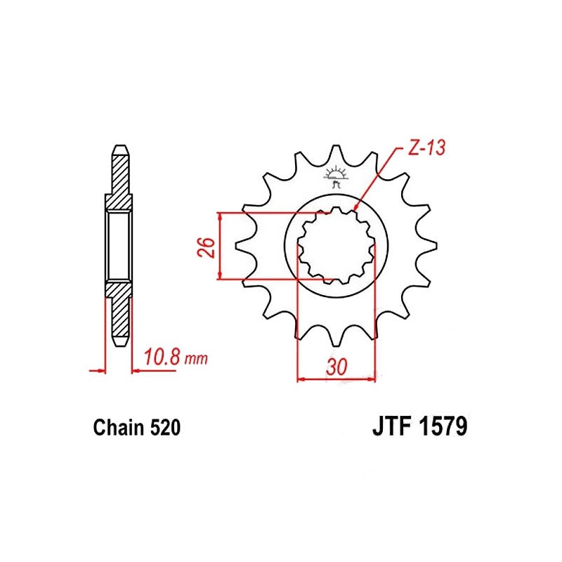 Service Moto Pieces|Transmission - Pignon sortie boite - JTF 1579 - 520/15 dents|Chaine 520|16,90 €