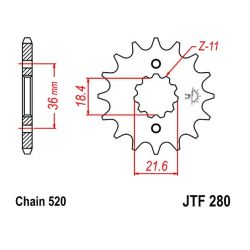 Transmission - Pignon sortie boite - JTF 280 - 520/13 dents