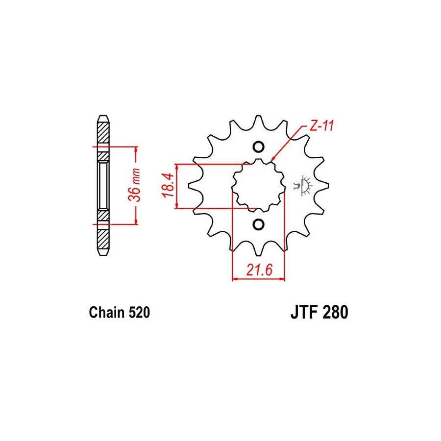 Service Moto Pieces|Transmission - Pignon - 520 - JTF-512 - 14 dents |Chaine 520|19,60 €