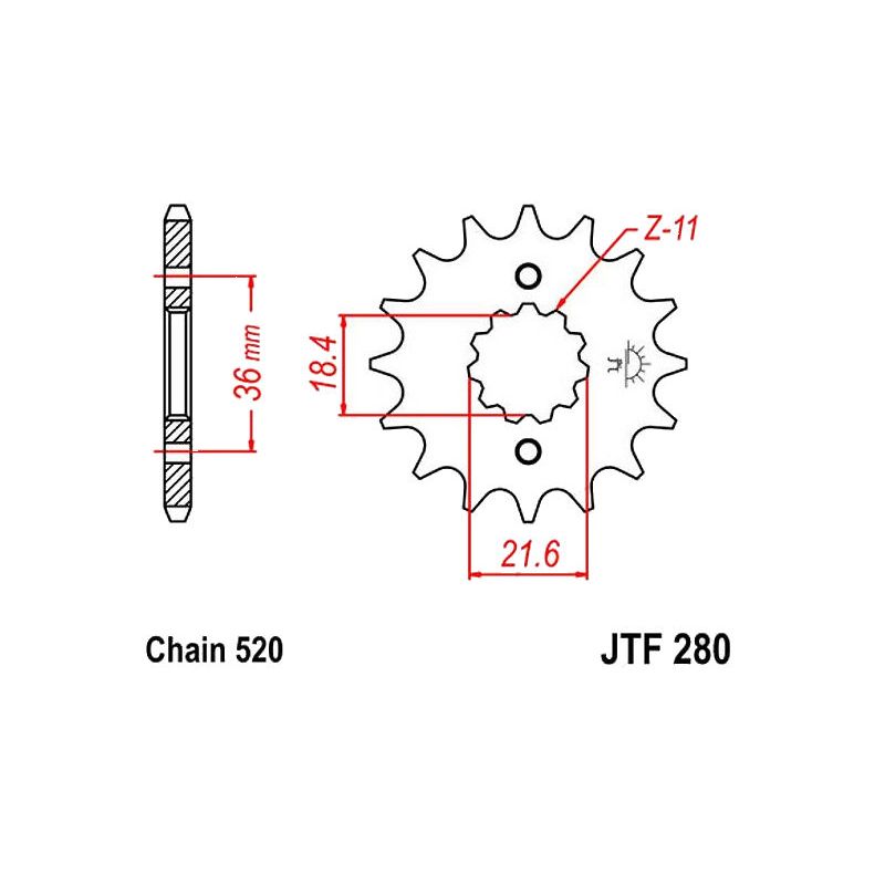 Service Moto Pieces|Transmission - Pignon sortie boite - JTF 280 - 520/13 dents|Chaine 520|11,90 €