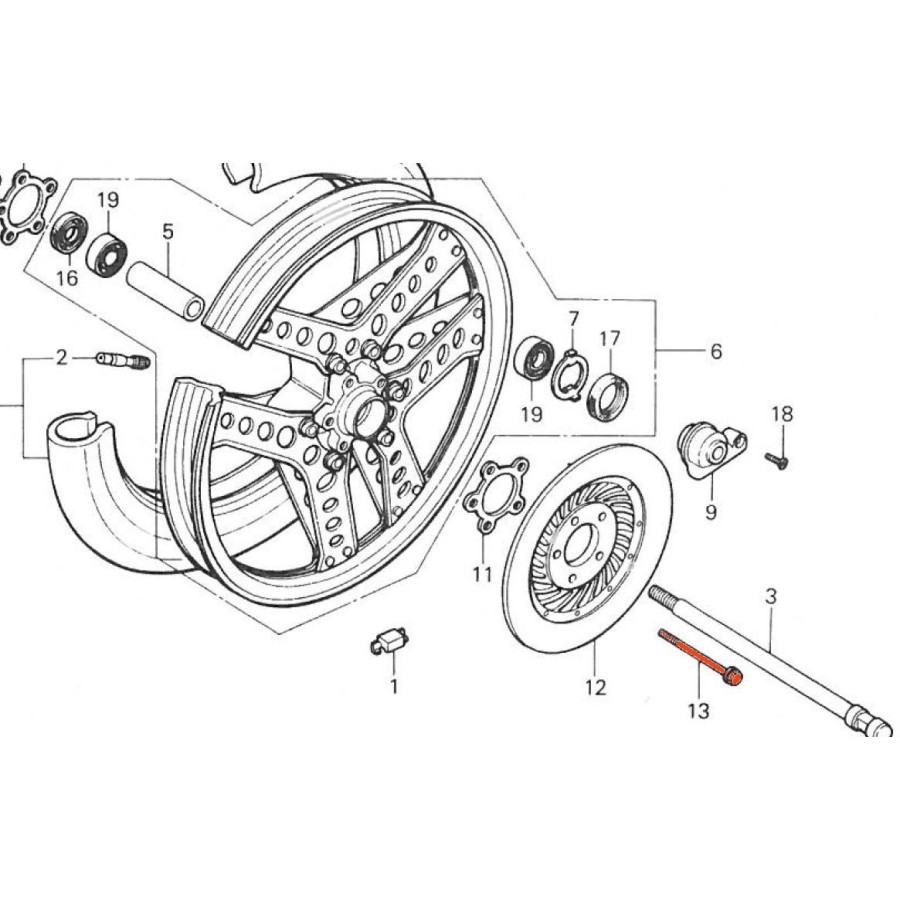 Roue Avant - Vis de tenue de disque de frein - M8 x104mm