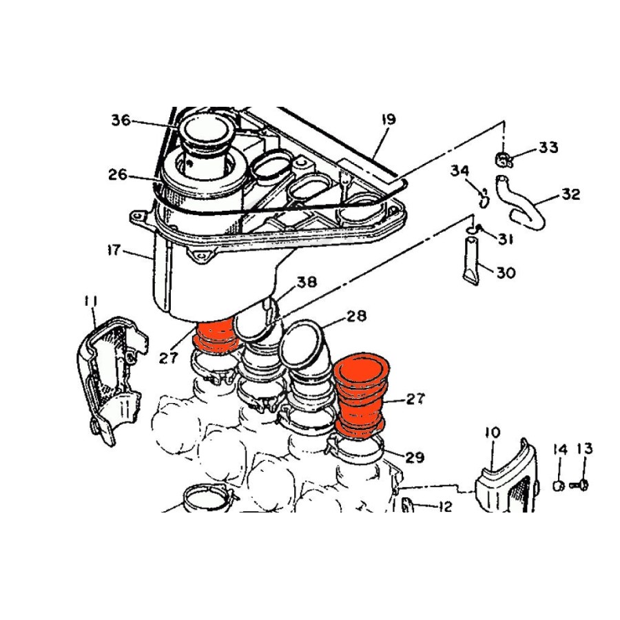 Service Moto Pieces|Carburateur - Manchon de boite a air N°1 ou N° 4  - 1UF-14453-00 - FZ/FZR/FZX 750|1987 - FZX750 - (2JE)|52,30 €