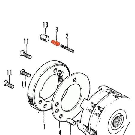 Demarreur - Roue Libre - Piston, chapeau de ressort - (x1)  - CB125, ..., CA125, .... CB175, CB250, CB350K