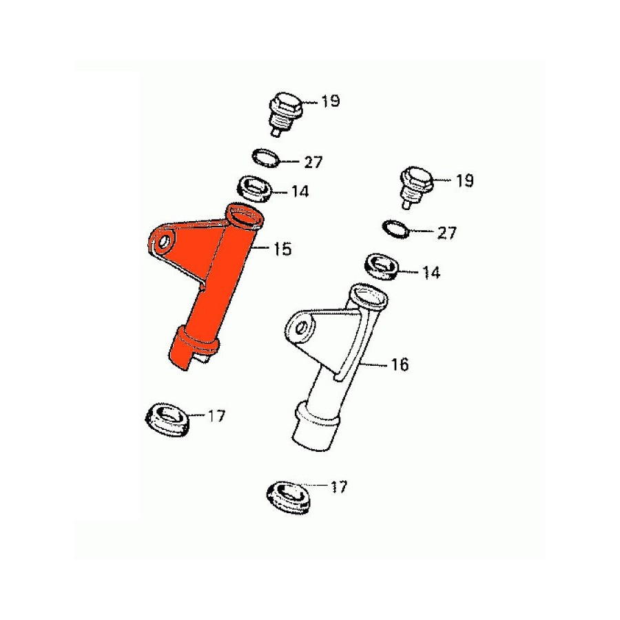 Fourche - Support de phare chrome - Droit