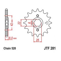 Service Moto Pieces|Transmission - Pignon sortie boite - 15 dents - JTF 276 |Chaine 520|16,00 €