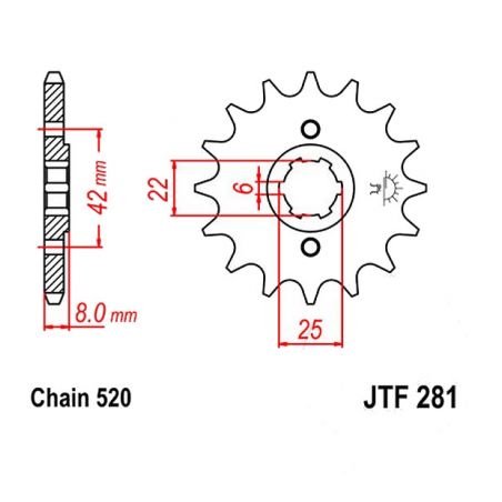 Service Moto Pieces|Transmission - Pignon - JTF-281 - 520 - 13 Dents|Chaine 520|13,90 €