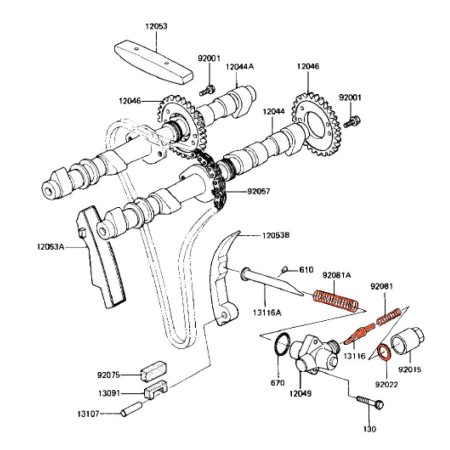 Service Moto Pieces|Distribution - Kit tendeur de chaine - Z1000 ....|1983 - Z1100 ST|15,50 €