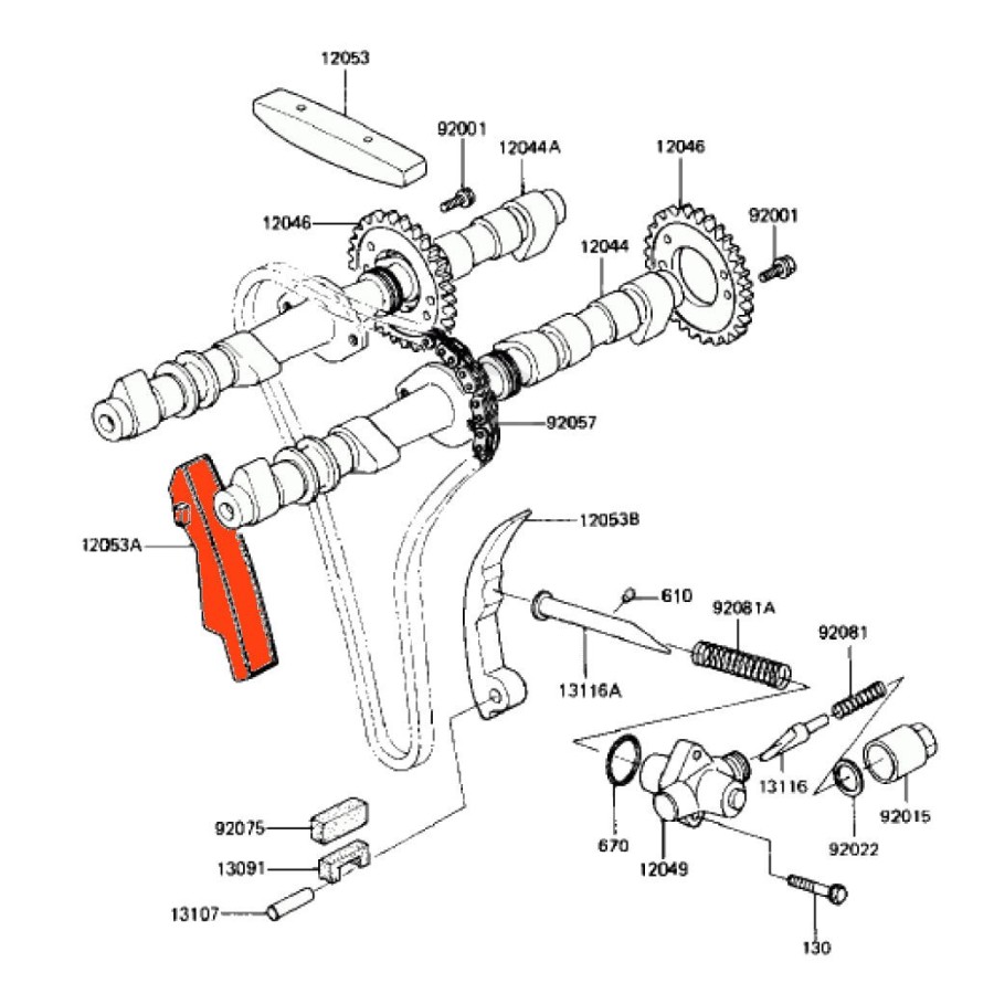 Service Moto Pieces|Distribution - Tendeur de chaine - Avant - Z1000 .... 12053-1048|1983 - Z1100 ST|59,90 €