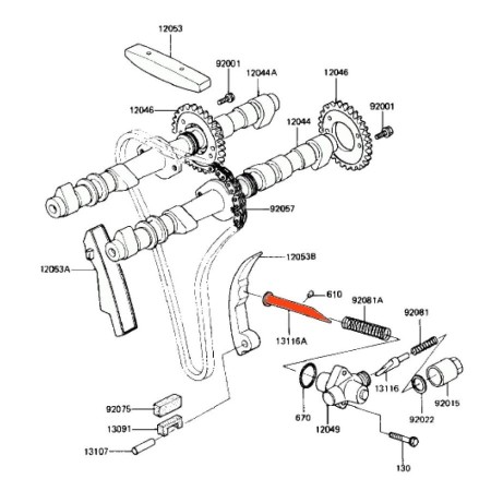 Service Moto Pieces|Distribution - Tendeur de chaine - Arriere - Z1000 .... 13116-1038|1983 - Z1100 ST|36,90 €