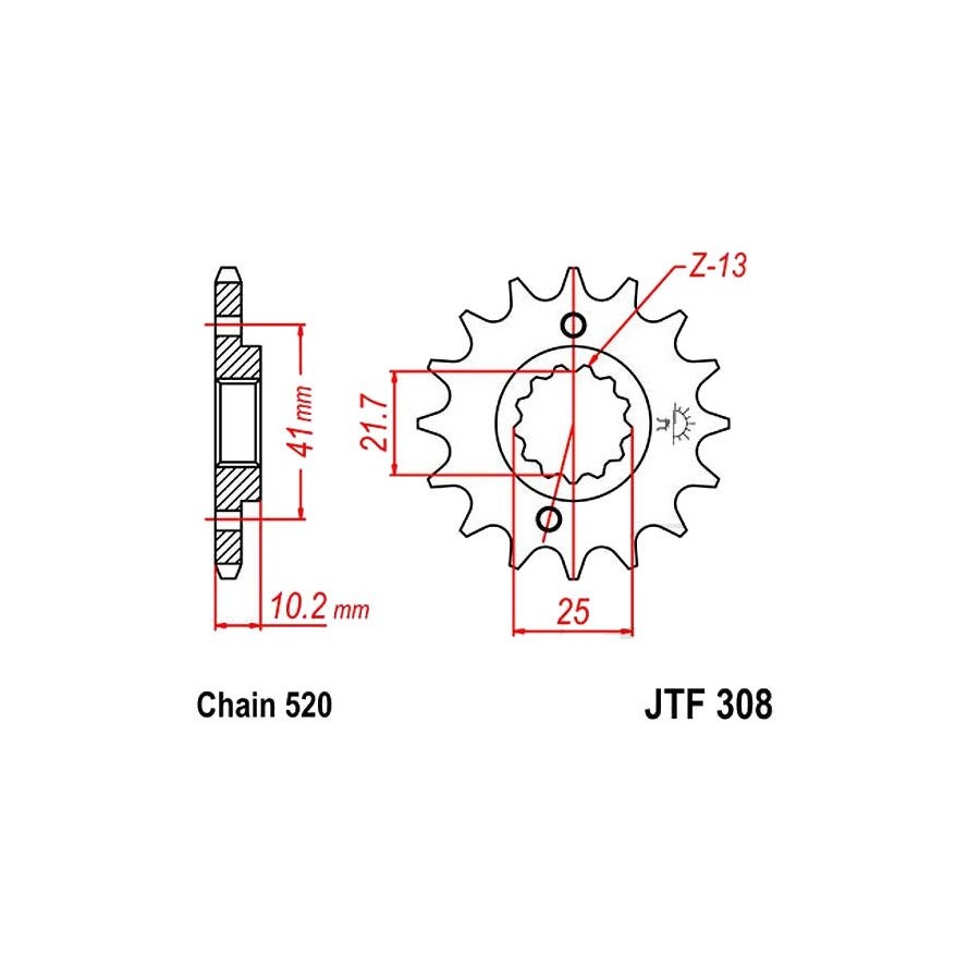 Service Moto Pieces|Transmission - Pignon - 520 - 13 Dents|Chaine 520|13,90 €