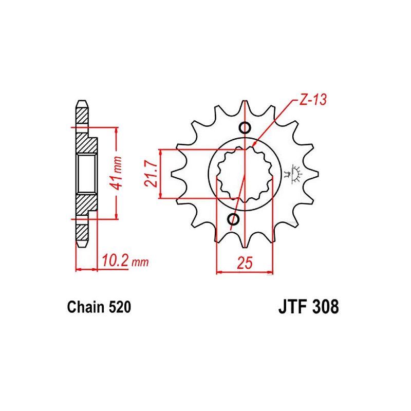 Transmission - Pignon - JTF 306 - 530-13 Dents - NX650