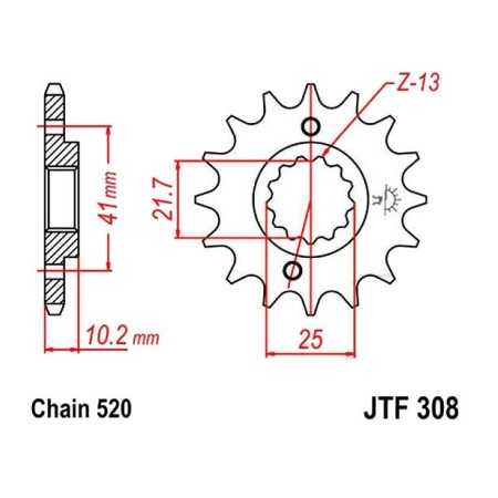 Service Moto Pieces|Transmission - Pignon - JTF 306 - 530-13 Dents - NX650|Chaine 520|17,90 €