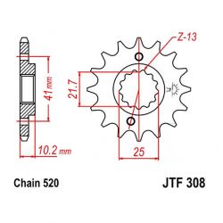 Service Moto Pieces|Transmission - Pignon - JTF-1265 - 520 - 15 Dents|Chaine 520|14,60 €