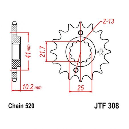 Service Moto Pieces|Transmission - Kit Chaine - JT - X1R - 520-108-15-47 - Noir - NX650|Kit chaine|119,90 €
