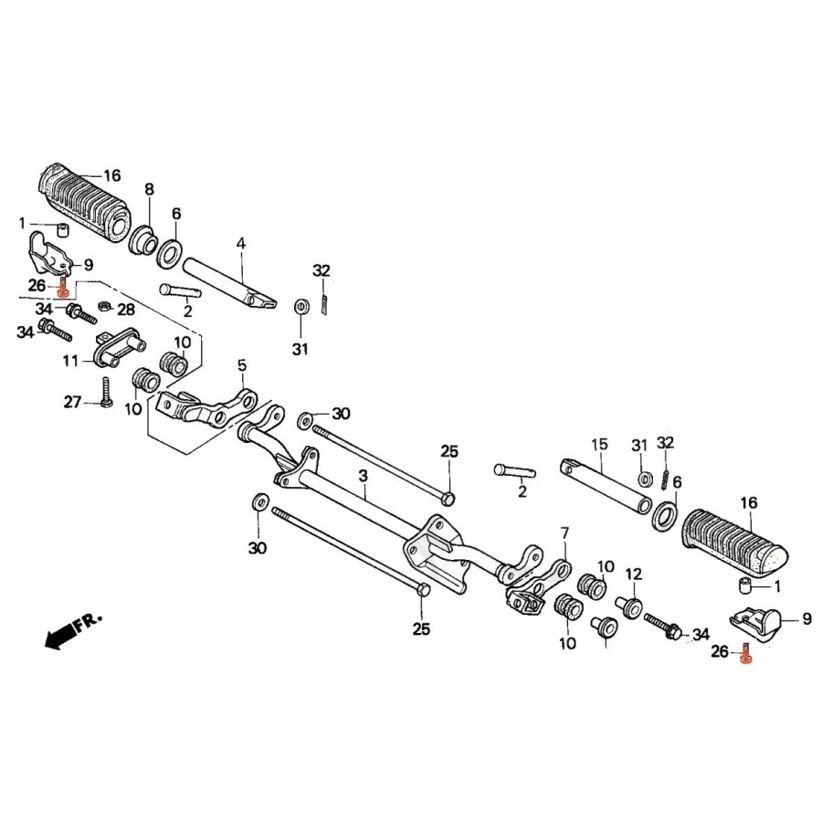 Cale pied - Vis - M6 x16mm - (x1) - Cale pied - Vis - M6 x16mm - (x1) -