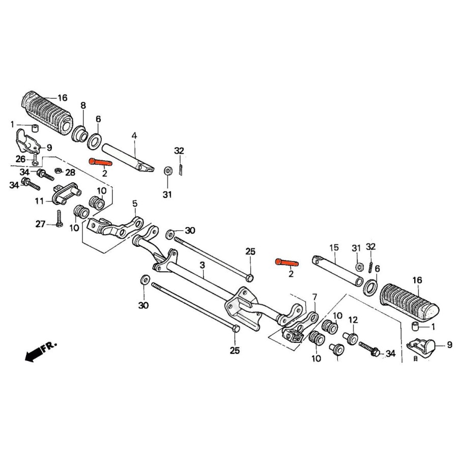 Service Moto Pieces|Cale pied - Avant Droit - vis superieure M10x50mm|Cale Pied - Selecteur|2,80 €