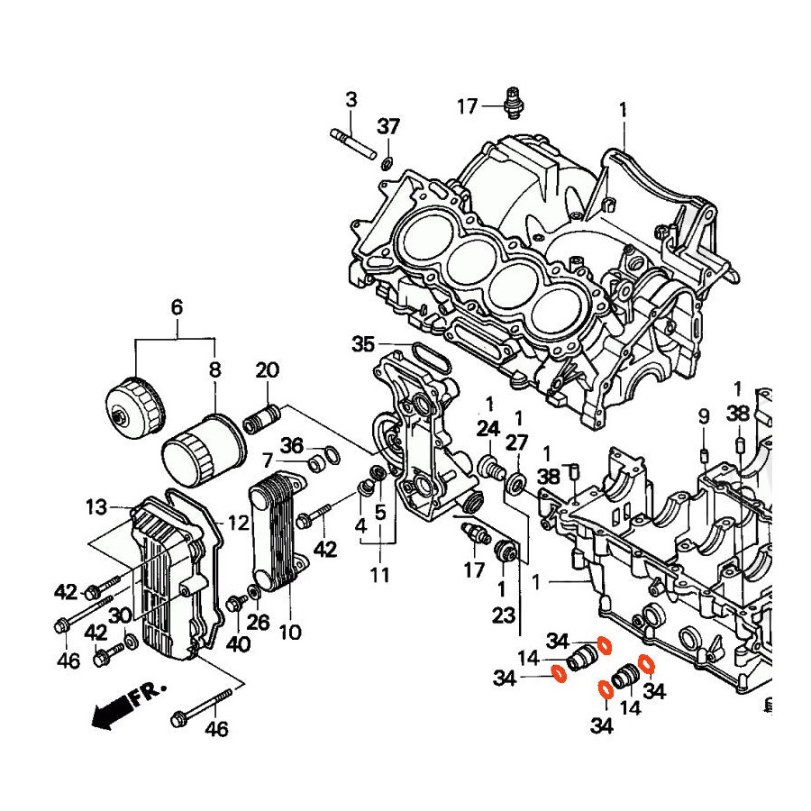Moteur - Joint torique - ø17.30 x2.40mm - CBR600 - (PC25) 