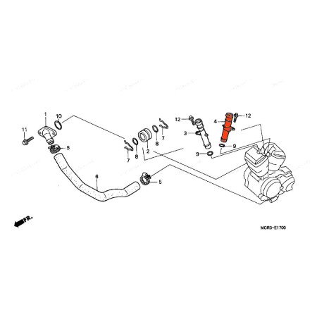 Circuit d'eau - Raccord - Arriere - 19512-MBA-000 - VT750C (RC44)