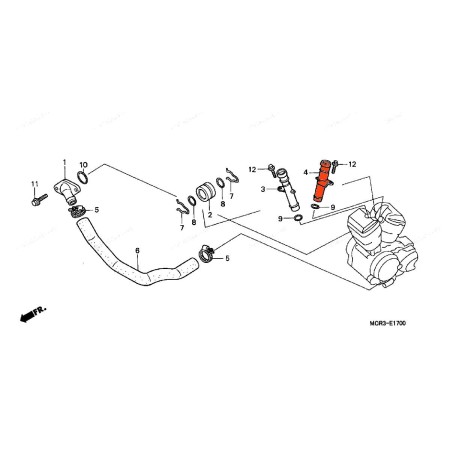 Circuit d'eau - Raccord - Arriere - VT750C (RC44)