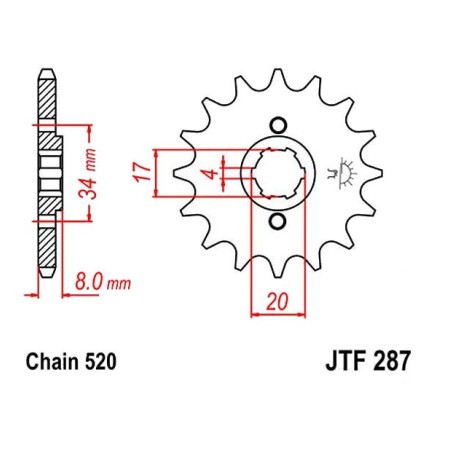 Service Moto Pieces|Transmission - Pignon - JTF-287 - 520 - 13 Dents|Chaine 520|18,90 €