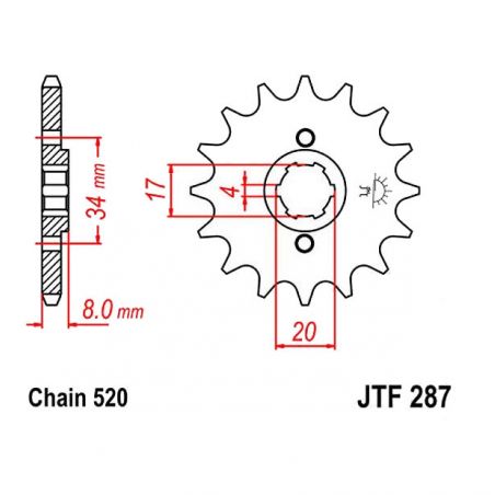 Service Moto Pieces|Transmission - Pignon - JTF-287 - 520 - 14 Dents|Chaine 520|18,90 €
