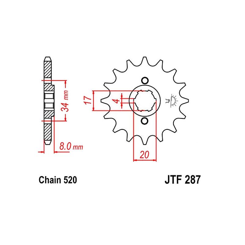 Service Moto Pieces|Transmission - Pignon - JTF-287 - 520 - 15 Dents - XL250R - XL350R|Chaine 520|22,30 €