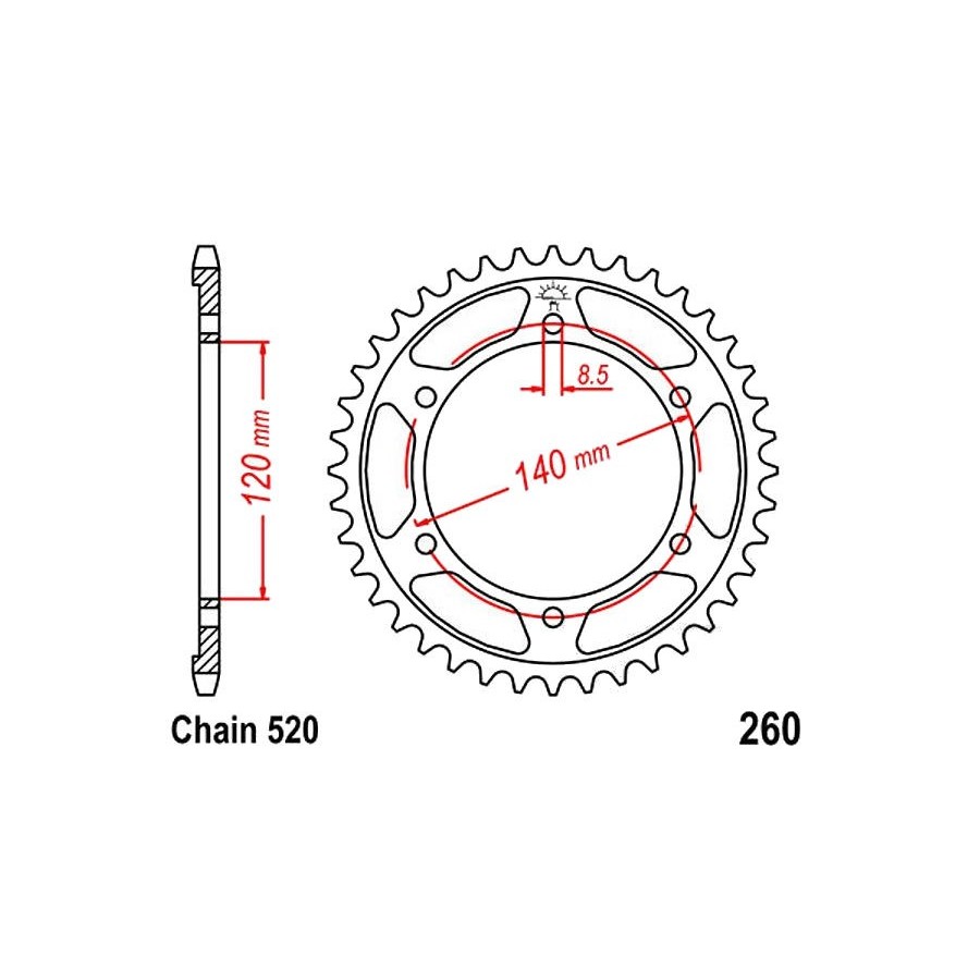Transmission - Couronne - JTR-260 - 520 - 38 dents Transmission - Couronne - JTR-260 - 520 - 38 dents