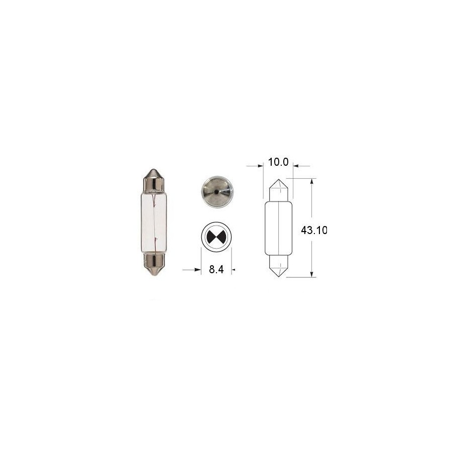 Ampoule - Navette - 12v / 10w - ø11x43mm - (veilleuse/position)