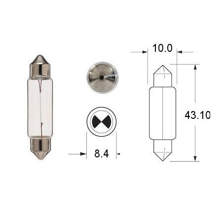 Ampoule - Navette - 12v / 10w - ø11x43mm - (veilleuse/position)