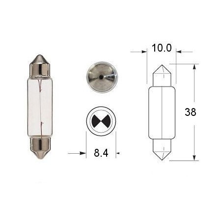 Ampoule - Navette - 12v / 10w - ø11x38mm - (veilleuse/position)