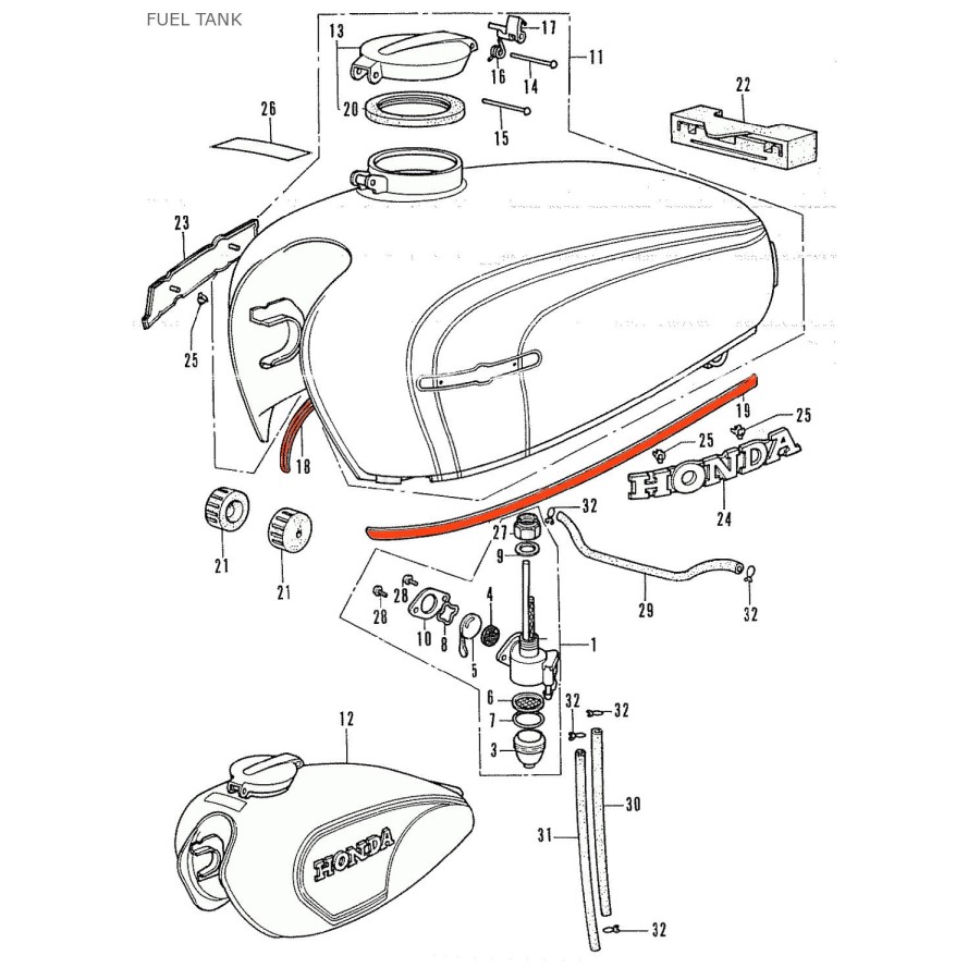 Service Moto Pieces|Moteur - Pochette joint a levre -  Kit joint Spi - CB250 / CB350 K|pochette spy|19,80 €