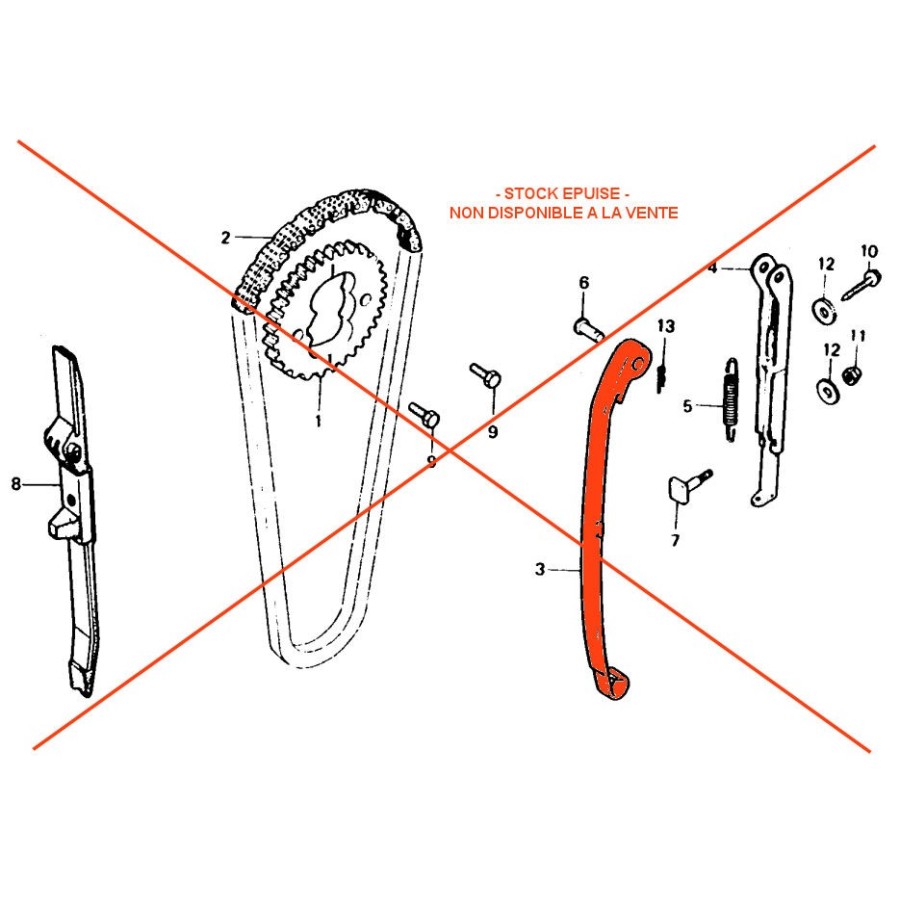 Distribution - Tendeur de chaine - Patin - CB250N - CB400N/T