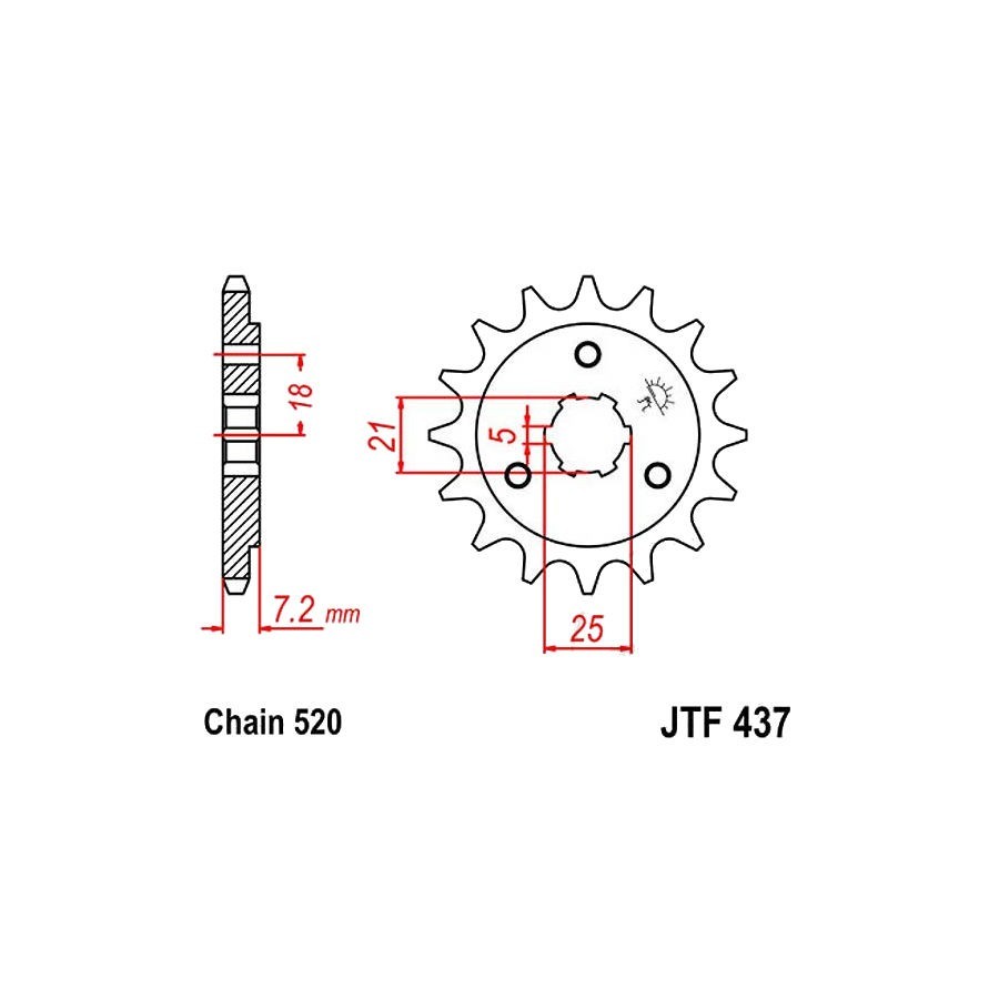 Service Moto Pieces|Transmission - Pignon - 520 - JTF-1581 - 14 dents|Chaine 520|19,60 €